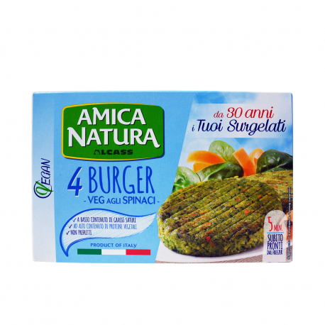 Amica natura μπιφτέκι φυτικό κατεψυγμένο από σπανάκι - vegetarian, vegan (4x80g)