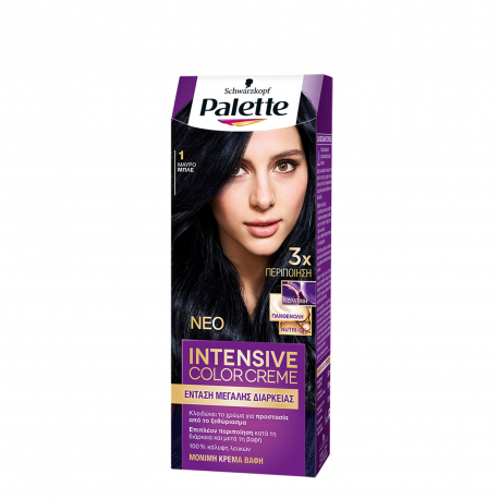 Palette βαφή μαλλιών intensive color creme Νο. 1 μαύρο μπλε (110ml)