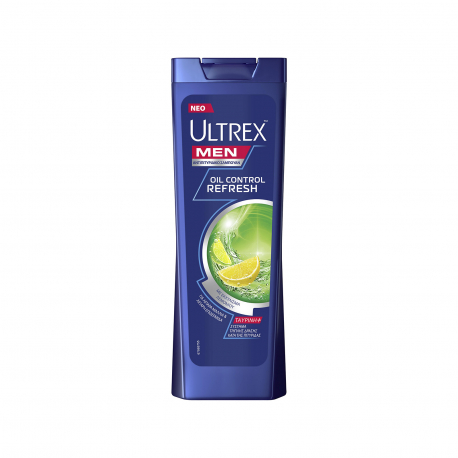 Ultrex σαμπουάν μαλλιών αντρικό αντιπιτυριδικό men/ oil control refresh για λιπαρά μαλλιά & λιπαρή επιδερμίδα/ με εκχύλισμα λεμονιού αντρικό (360ml)