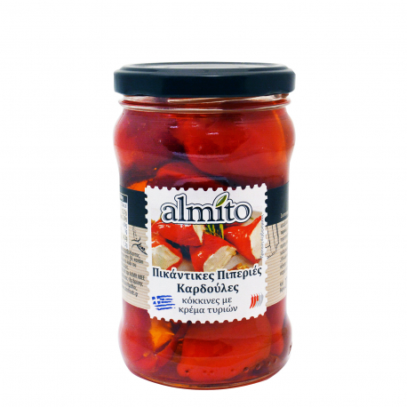 Almito πιπεριές καρδούλες κόκκινες, πικάντικες με κρέμα τυριών κονσέρβα λαχανικών (150g)