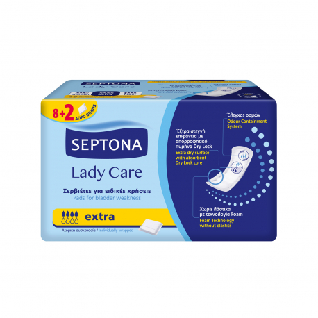 Septona σερβιέτες ακράτειας lady care extra (8+2)