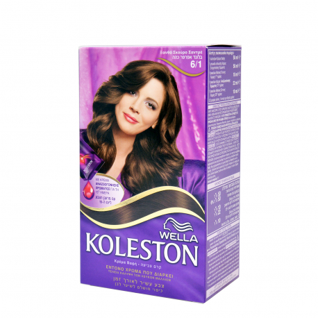 Wella βαφή μαλλιών koleston ξανθό σκούρο σαντρέ No. 6.1 (50ml)
