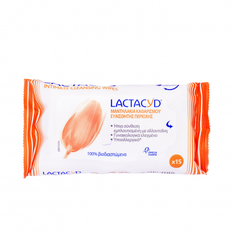 Lactacyd υγρά μαντηλάκια ευαίσθητης περιοχής (15τεμ.)
