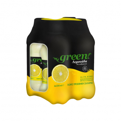 Green αναψυκτικό λεμονάδα στέβια με ανθρακικό - χωρίς προσθήκη ζάχαρης (4x330ml)