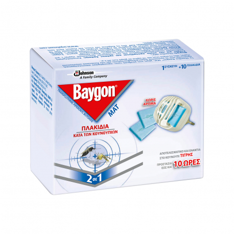 Baygon συσκευή εντομοαπωθητική & ταμπλέτες mat έως 10 ώρες