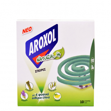 Aroxol σπείρα εντομοαπωθητική natural 4 με 4 φυσικά αιθέρια έλαια (10τεμ.)
