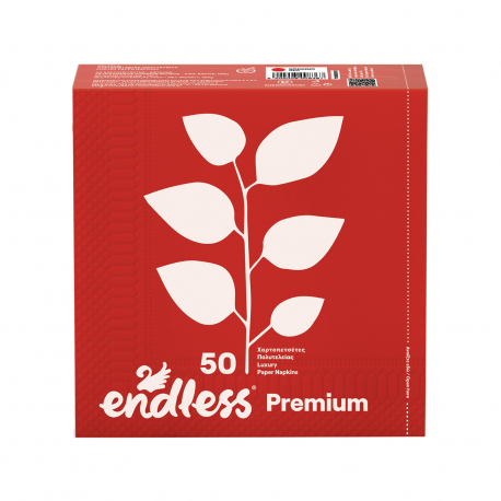 Endless χαρτοπετσέτες μεσαίες premium κόκκινες 50 φύλλα (185g)