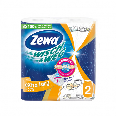 Zewa ρολό χαρτί κουζίνας wisch & weg extra lang 144 φύλλα (2x188g)