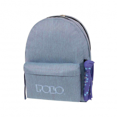 Polo σχολική τσάντα πλάτης μπλε, με μαντήλι