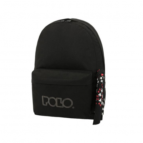 Polo σχολική τσάντα πλάτης μαύρη, με μαντήλι