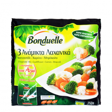 Bonduelle λαχανικά προμαγειρεμένα κατεψυγμένα ανάμικτα στον ατμό/ κουνουπίδι, καρότο, μπρόκολο (750g)