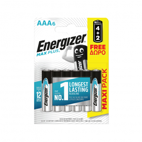 Energizer μπαταρίες αλκαλικές max plus AAA (4+2)