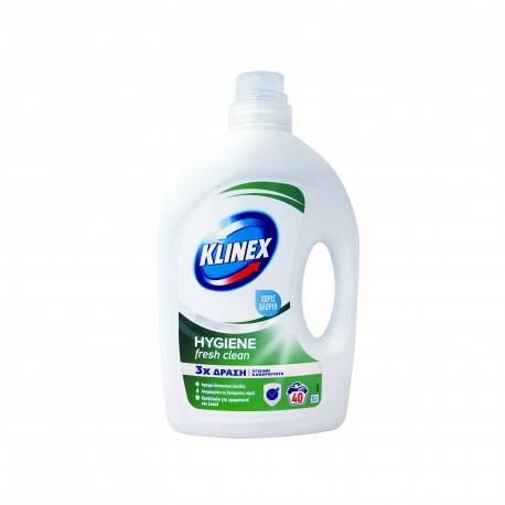 Klinex υγρό απορρυπαντικό πλυντηρίου ρούχων χωρίς χλώριο fresh clean 2lt (40μεζ.)