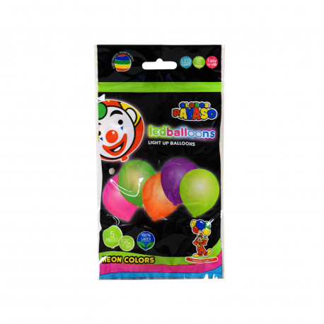 Globos payaso μπαλόνια φωτιζόμενα led balloons χρώματα νέον (5τεμ.)