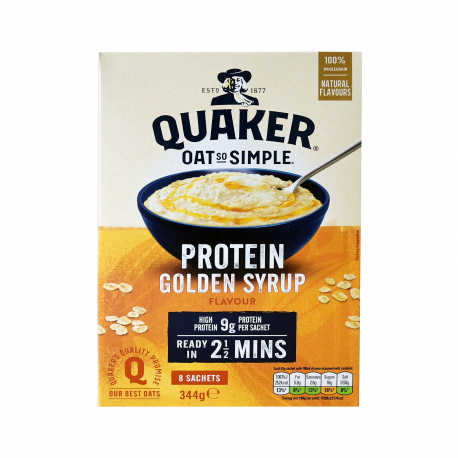 Quaker νιφάδες βρώμης protein golden syrup (8x43g)