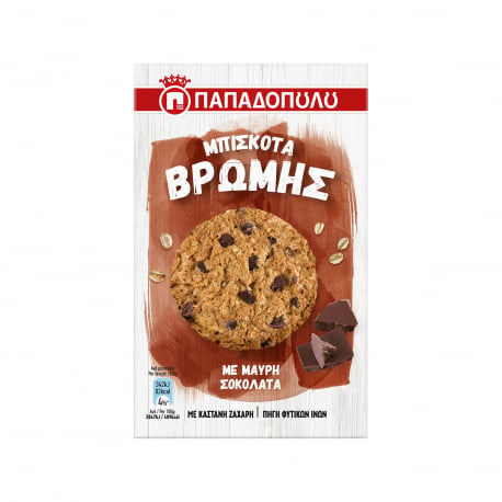 Παπαδοπούλου μπισκότα nutries με βρώμη & μαύρη σοκολάτα, με καστανή ζάχαρη (150g)