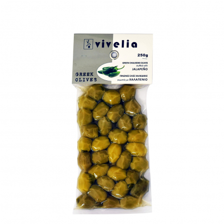 Vivelia ελιές πράσινες σε άλμη γεμιστές με χαλαπένιο (250g)