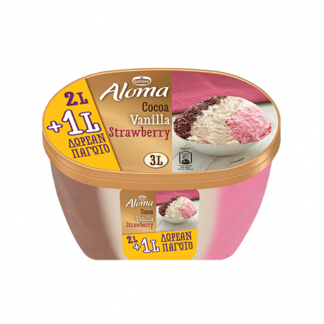 Nestle παγωτό οικογενειακό aloma σοκολάτα, βανίλια, φράουλα (1.455g)
