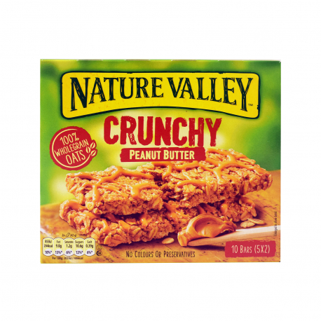 Nature valley μπάρα μούσλι ολικής άλεσης crunchy peanut butter - vegetarian (5x42g)
