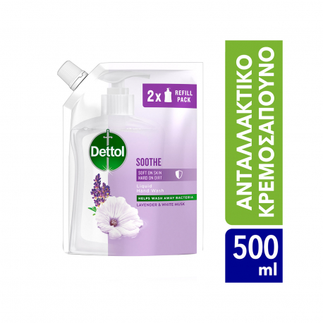 Dettol υγρό κρεμοσάπουνο ανταλλακτικό soft on skin αντιβακτηριδιακό/ sooth (500ml)