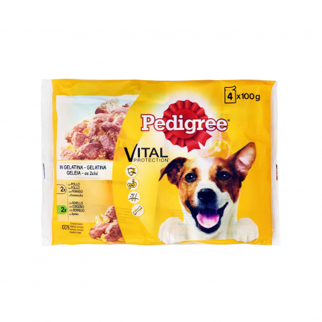 Pedigree τροφή σκύλου vital protection με κοτόπουλο & με αρνάκι σε ζελέ (4x100g)