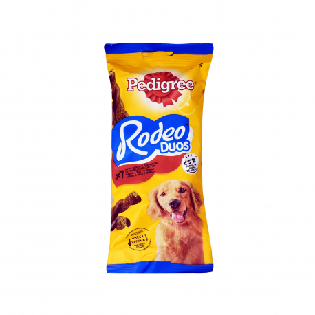 Pedigree τροφή σκύλου συμπληρωματική rodeo duos στριφτά στικ με μοσχάρι & τυρί (123g)