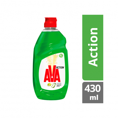Ava υγρό πιάτων για πλύσιμο στο χέρι action πράσινο μήλο, με λευκό ξίδι (430ml)