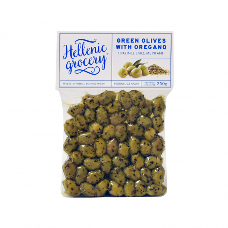 Hellenic grocery ελιές πράσινες σε άλμη με ρίγανη (242g)
