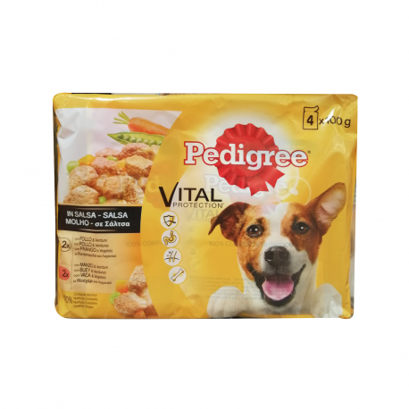 Pedigree τροφή σκύλου vital protection με κοτόπουλο & μοσχάρι σε σάλτσα (4x100g)