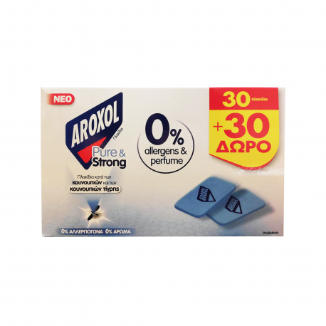 Aroxol ταμπλέτες εντομοαπωθητικές pure & strong mat (30τεμ.) (30τεμ. περισσότερο προϊόν)