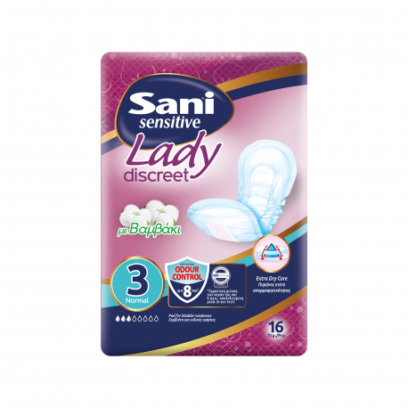 Sani σερβιέτες ακράτειας lady sensitive discreet No. 3 normal (16τεμ.)