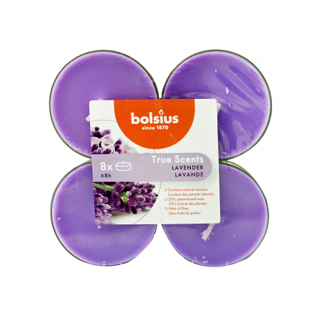 Bolsius κεριά ρεσώ αρωματικά true scents lavender διάρκεια 8 ωρών (8τεμ.)