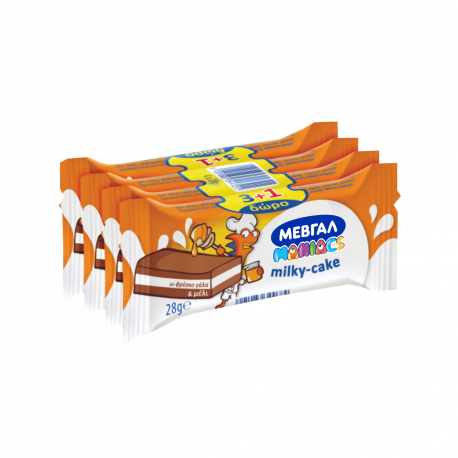 Μεβγάλ σνακ παιδικό maniacs milky cake με φρέσκο γάλα & μέλι (28g) (3+1)