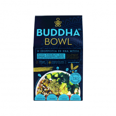 Bdl organic & healthy food έτοιμο γεύμα buddha bowl blue κινόα, φακές beluga & κόκκινες, λαθούρι, κολοκυθόσπορο, κουρκουμά - βιολογικό, vegetarian (250g)
