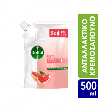 Dettol υγρό κρεμοσάπουνο ανταλλακτικό soft on skin αντιβακτηριδιακό/ grapefruit (500ml)