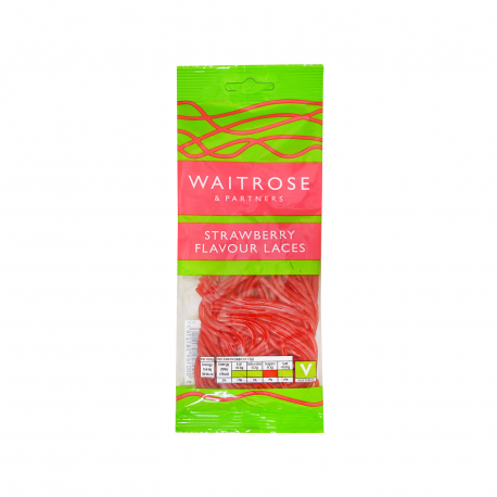 Waitrose καραμέλες ζελεδάκια strawberry laces - vegetarian (65g)