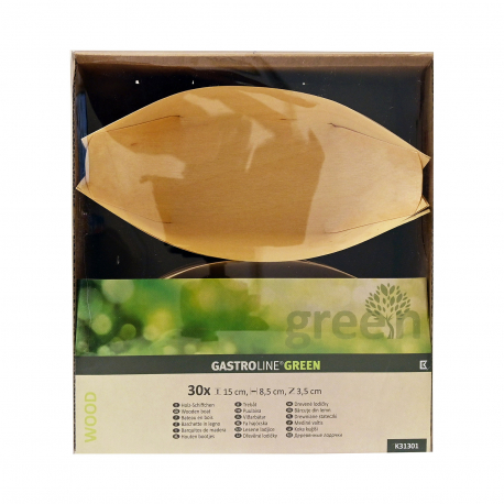 Gastroline βαρκούλα ξύλινη σερβιρίσματος green 31301 (30τεμ.)