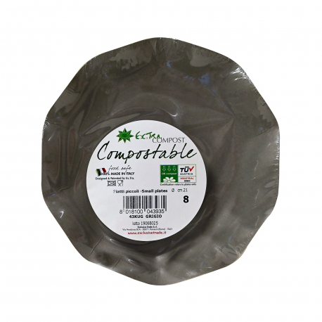 Exclusive trade πιάτα χάρτινα extra compost γκρι/ μικρά (8τεμ.)