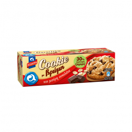 Αλλατίνη μπισκότα cookies με βρώμη & μαύρη σοκολάτα, λιγότερη ζάχαρη (175g)