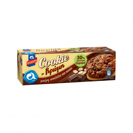 Αλλατίνη μπισκότα cookies με βρώμη, μαύρη σοκολάτα & κακάο, λιγότερη ζάχαρη (175g)