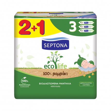 Septona μωρομάντηλα eco life βιοδιασπώμενα, καλέντουλα (60τεμ.) (2+1)