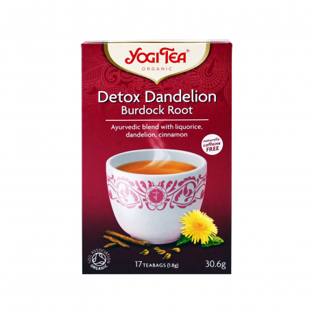 Yogi tea αφέψημα detox dandelion χωρίς καφεΐνη - βιολογικό, vegan (17φακ.)