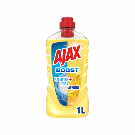 Ajax υγρό καθαριστικό πατώματος boost μαγειρική σόδα & λεμόνι (1lt)
