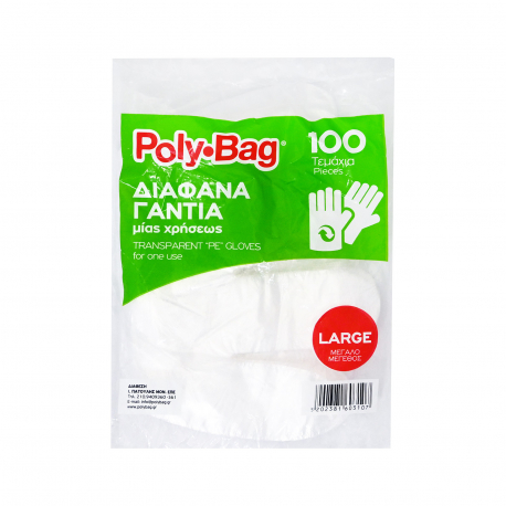 Poly-Bag γάντια μίας χρήσης διάφανα, large (100τεμ.)