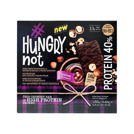 Hungry not μπάρα πρωτεΐνης protein πραλίνα φουντουκιού (45g)
