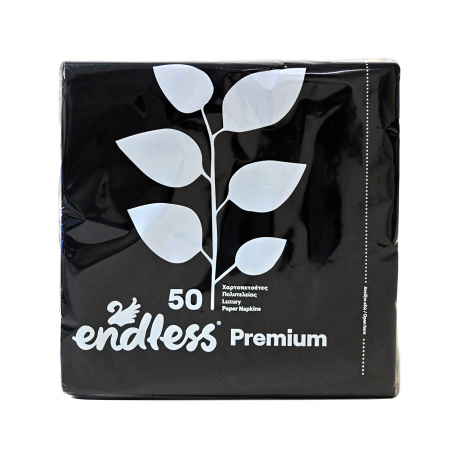 Endless χαρτοπετσέτες μεσαίες premium μαύρη 33Χ33εκ. 50 τεμ. (185g)