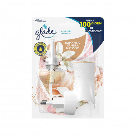 Glade ανταλλακτικό αποσμητικό χώρου έλαιο + συσκευή electric scented oil romantic vanilla blossom (20ml)