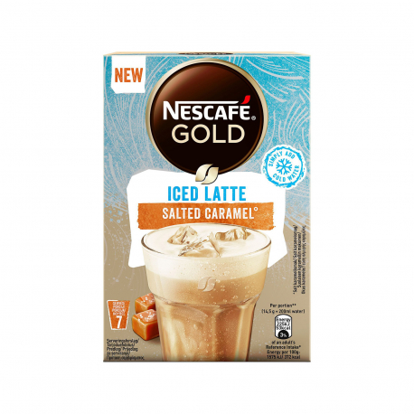 Nescafe στιγμιαίο ρόφημα καφέ gold iced latte, salted caramel (7x14.5g)