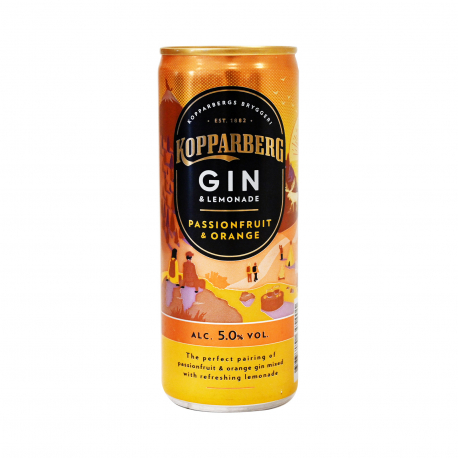 Kopparberg αλκοολούχο ποτό gin & lemonade με ανθρακικό, passion fruit & orange (250ml)