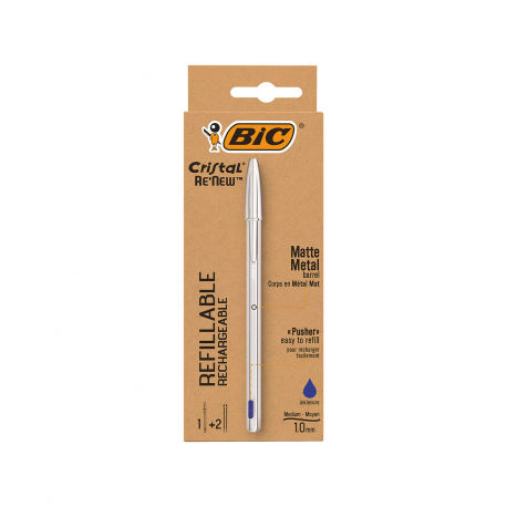 BIC στυλό & 2 ανταλλακτικά cristal re- new μπλε